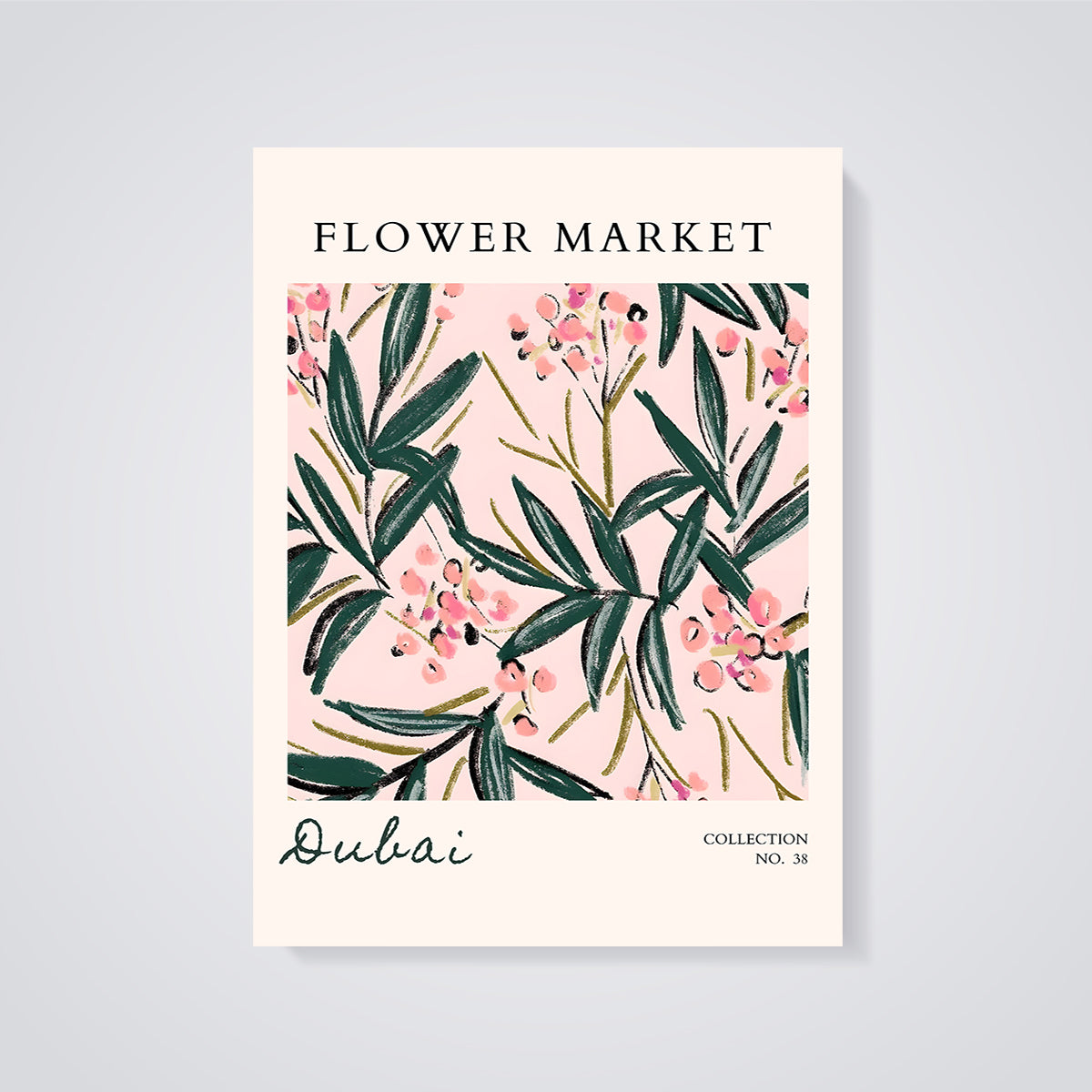 Flower Market Dubai Abstract Print unframed on a grey background