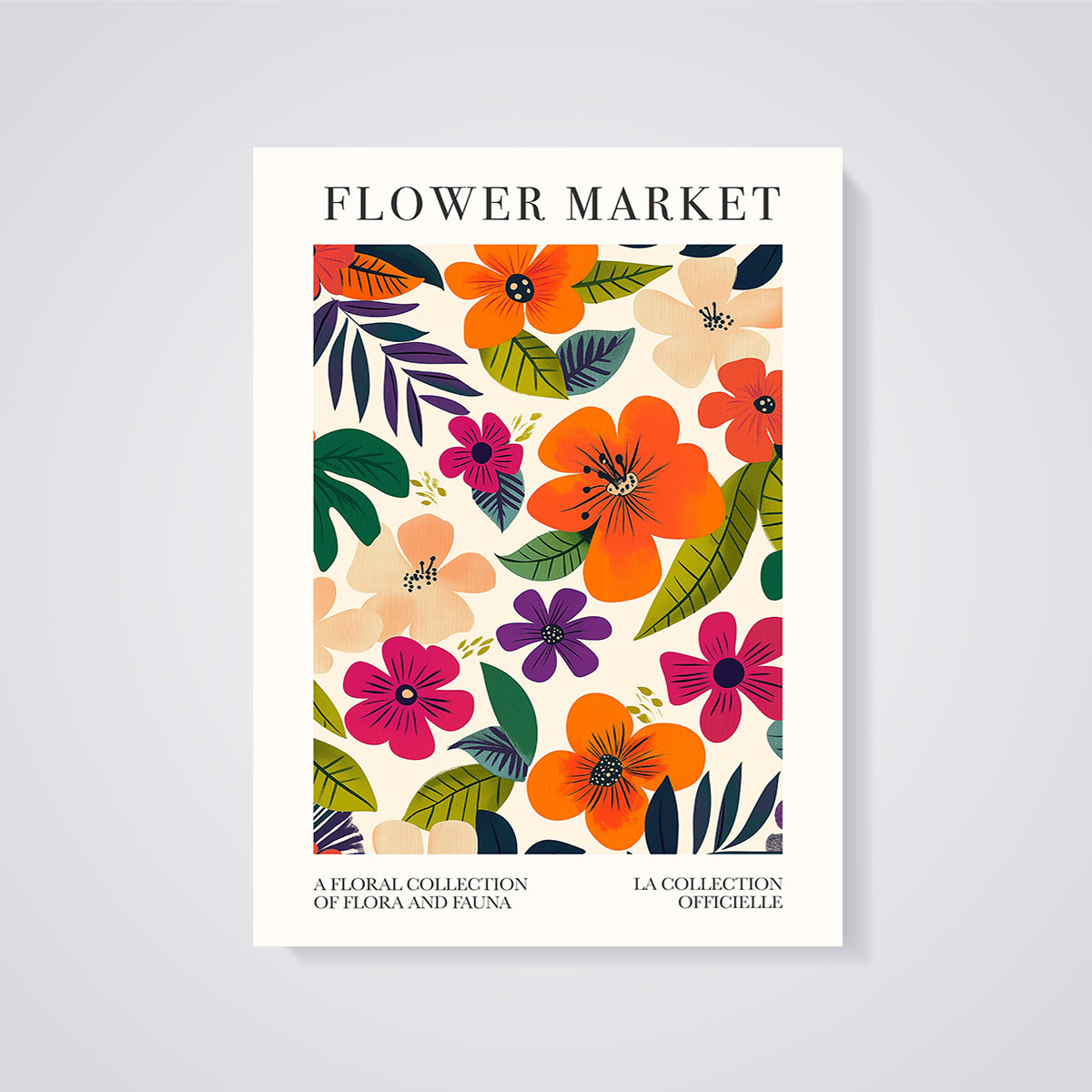 Flower Market Floral Print unframed on a grey background