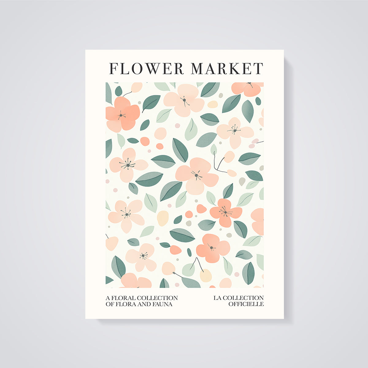 Flower Market Floral Print Aesthetic unframed on a grey background