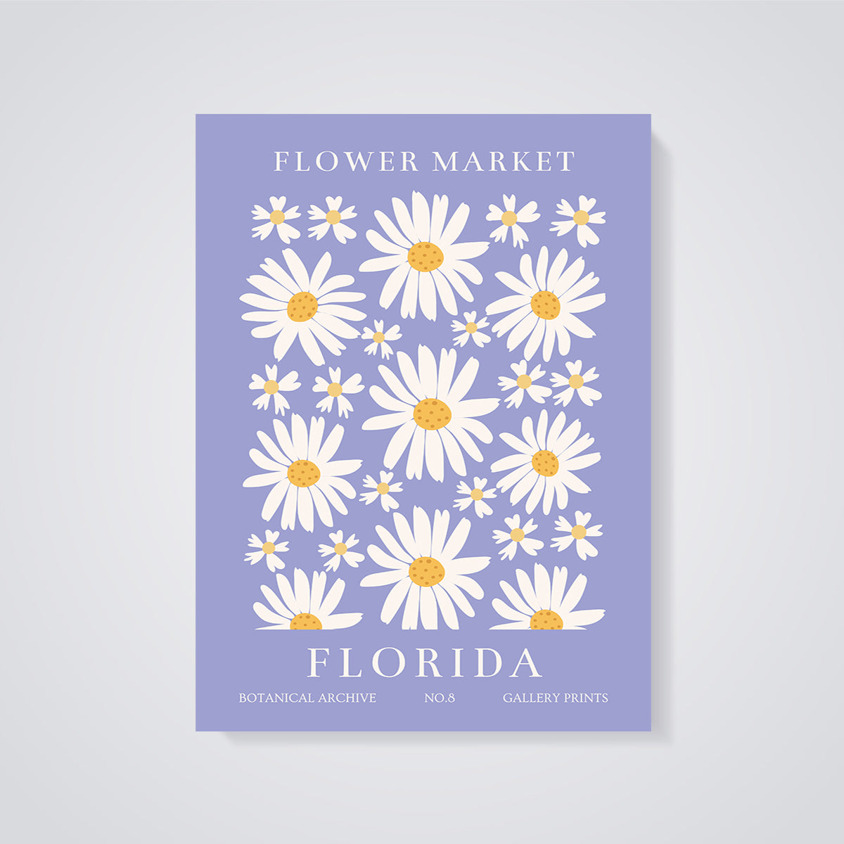 Flower Market Florida Daisies Print unframed on a grey background