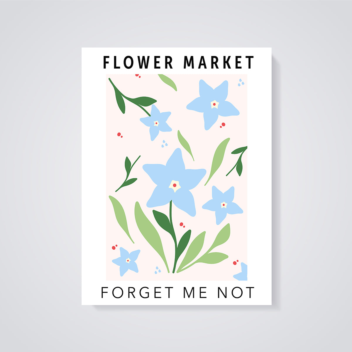 Flower Market Forget Me Not Print unframed on a grey background
