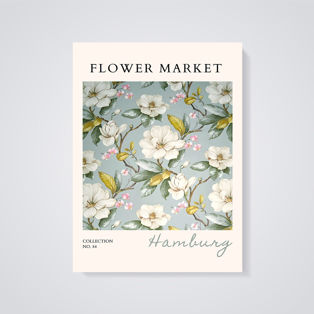 Flower Market Hamburg Print unframed on a grey background