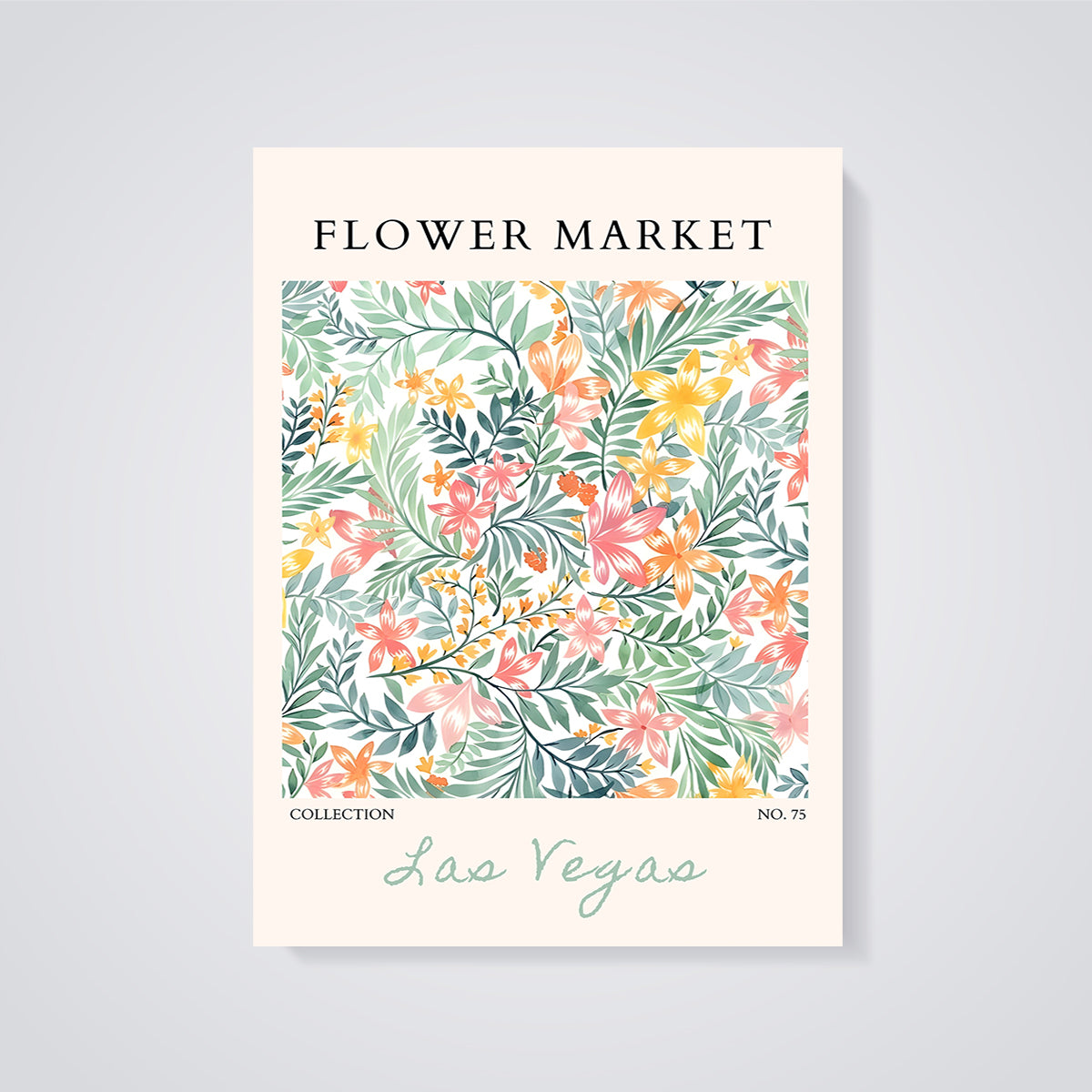 Flower Market Las Vegas Print unframed on a grey background