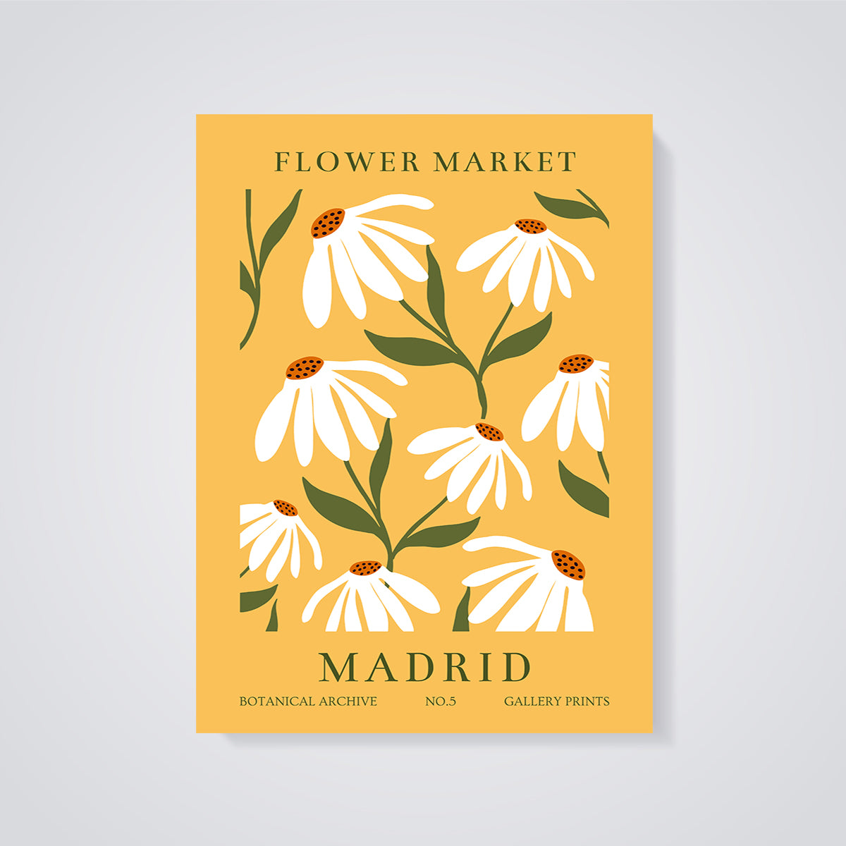 Flower Market Madrid Print unframed on a grey background