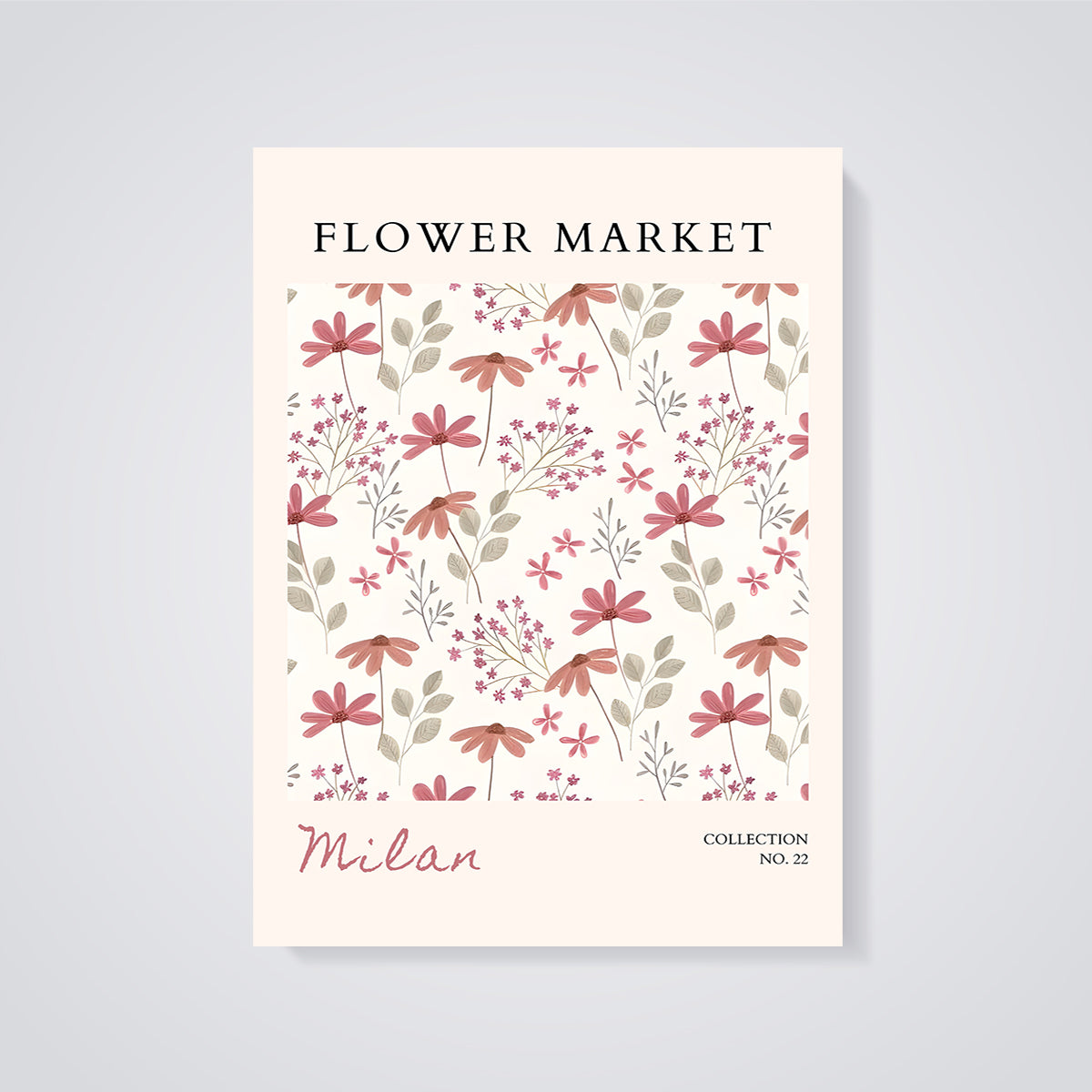 Flower Market Milan Print unframed on a grey background