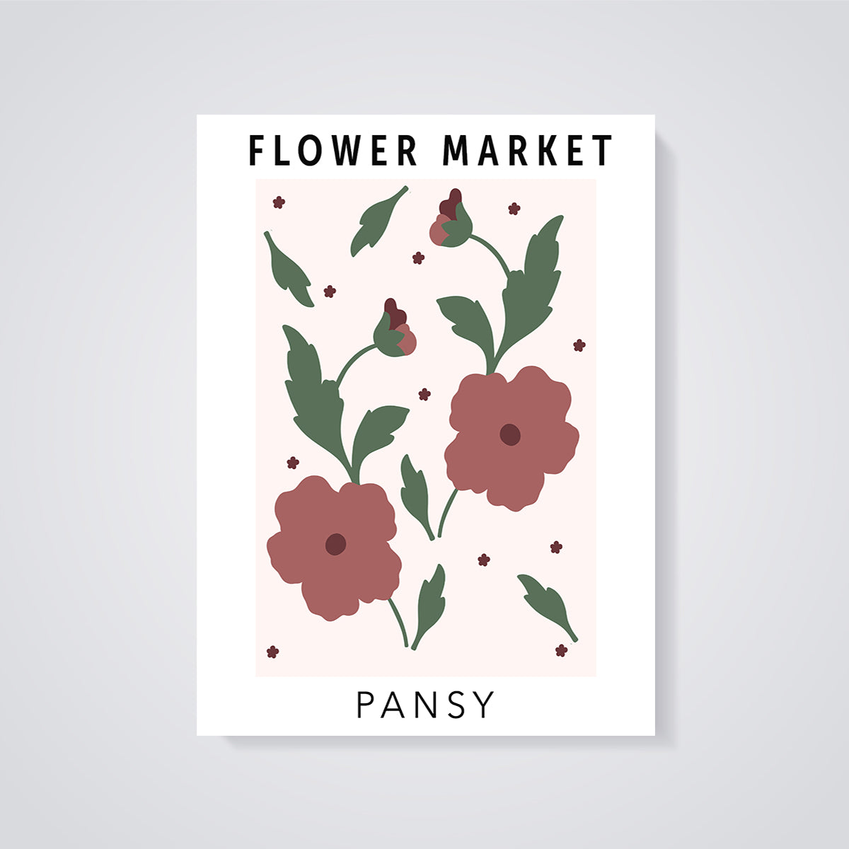 Flower Market Pansy Print unframed on a grey background