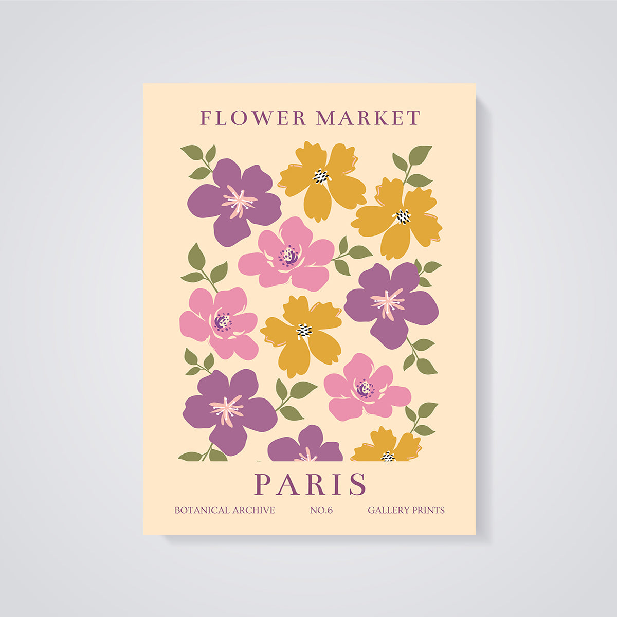 Flower Market Paris Print unframed on a grey background
