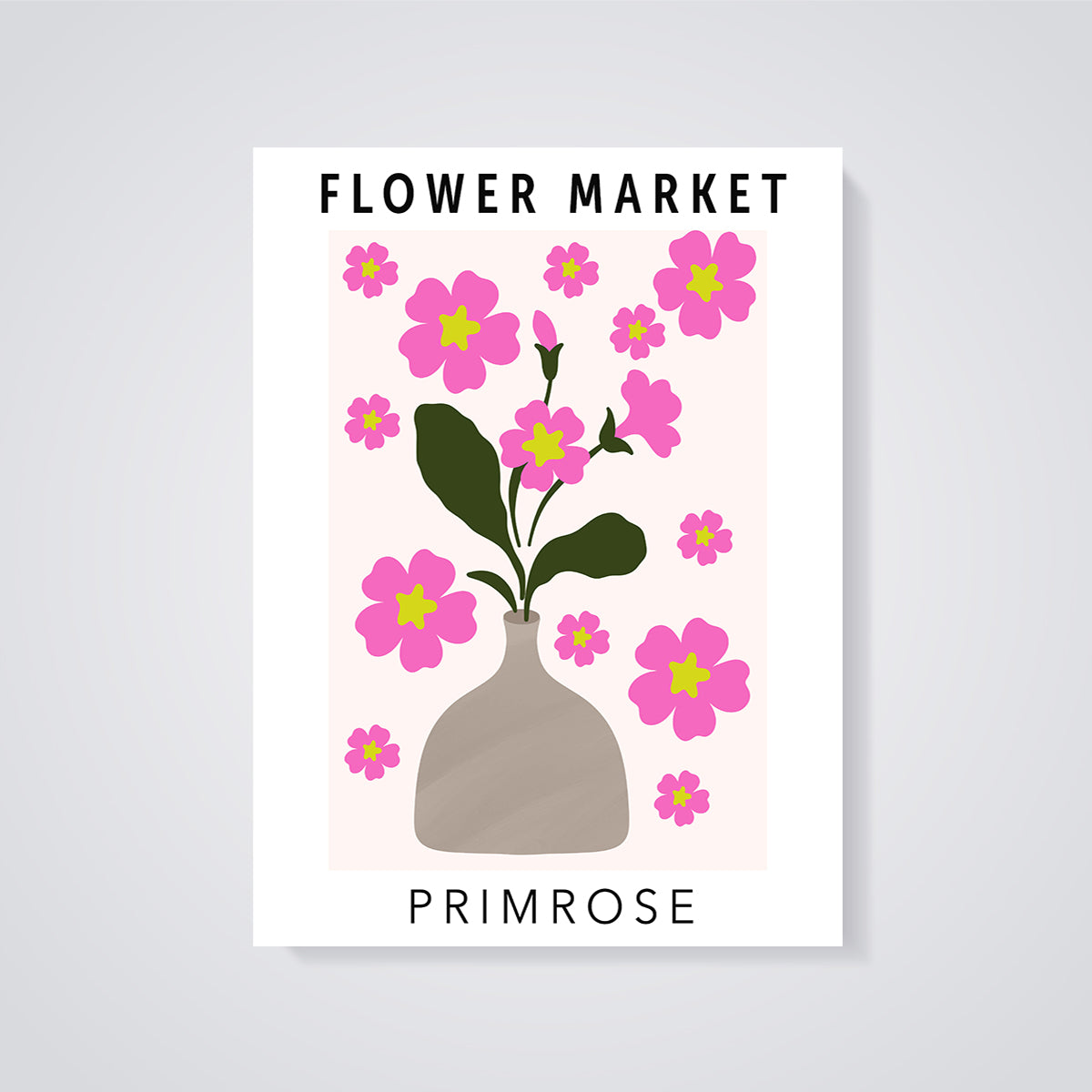 Flower Market Primrose Print unframed on a grey background