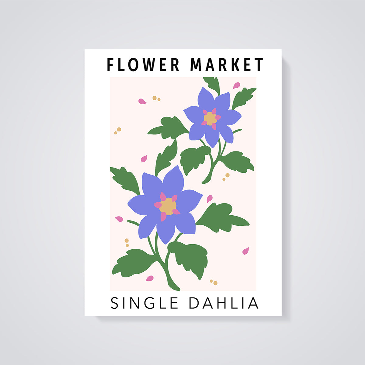 Flower Market Single Dahlia Print unframed on a grey background