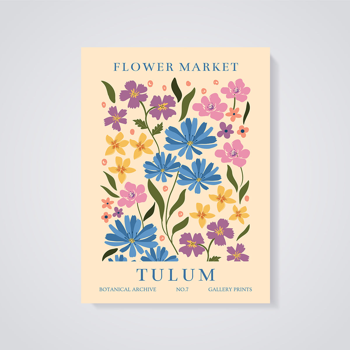Flower Market Tulum Print unframed on a grey background