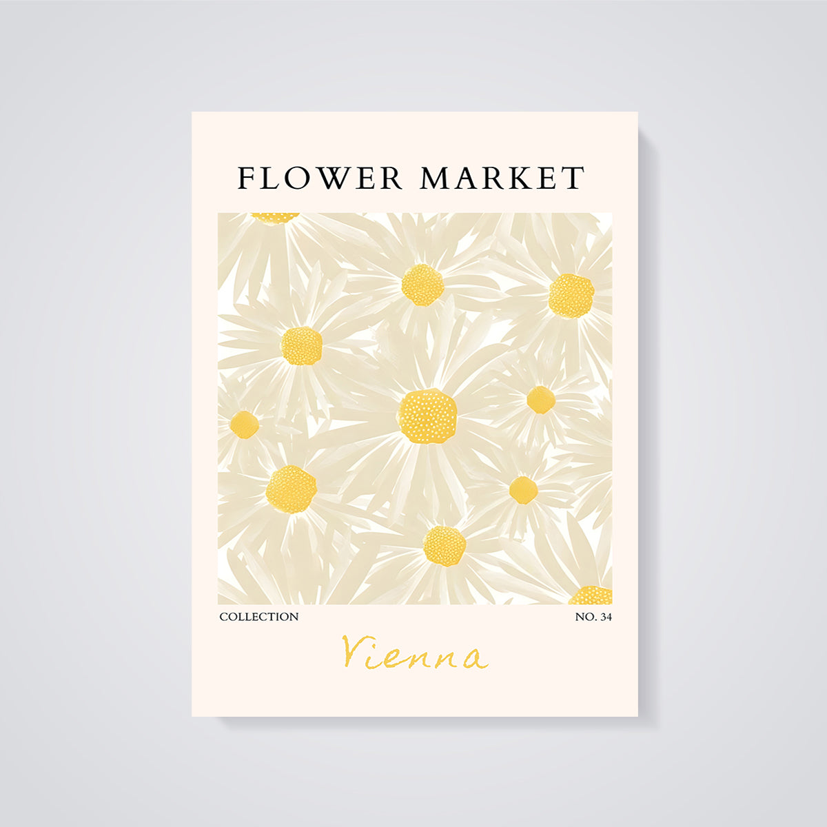 Flower Market Vienna Daisy Print unframed on a grey background