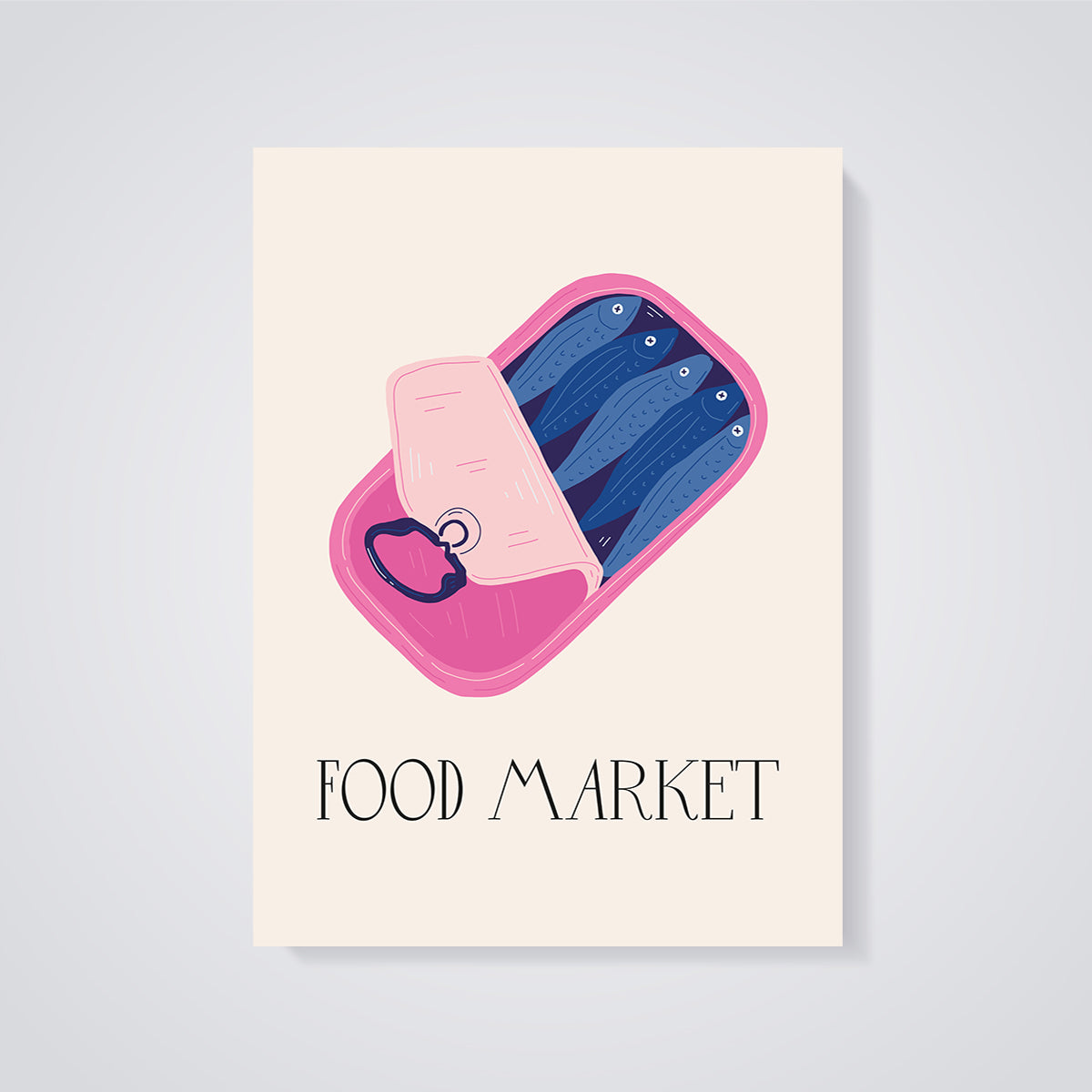 Food Market Sardine Can Print unframed on a grey background