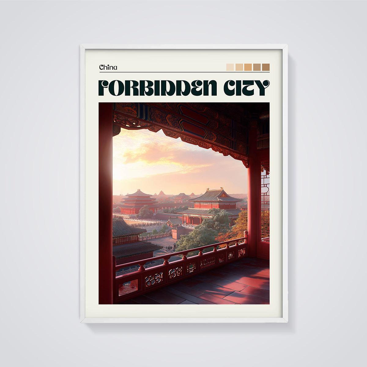 Forbidden City Sunset Print framed in white on a grey background