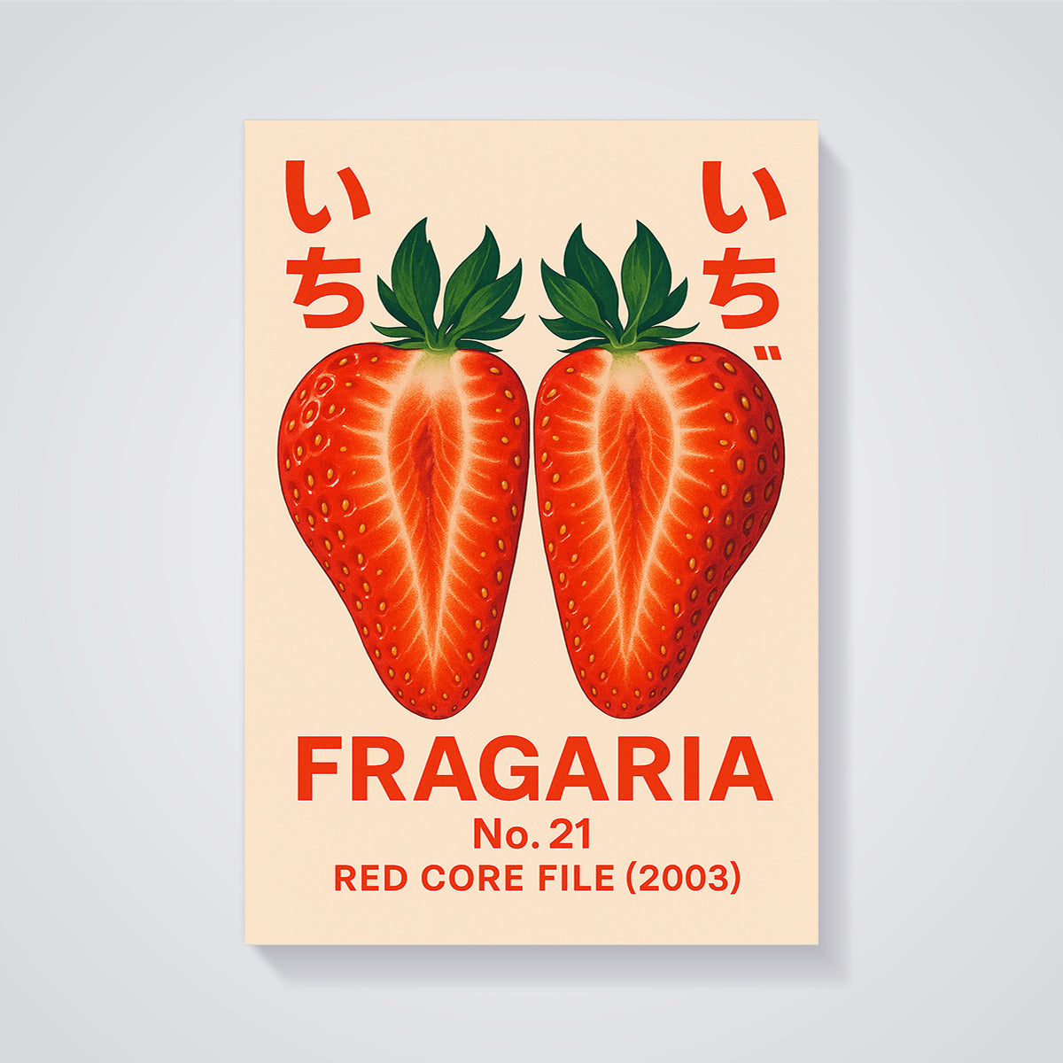 Fragaria No. 21 Red Core Print unframed on a grey background