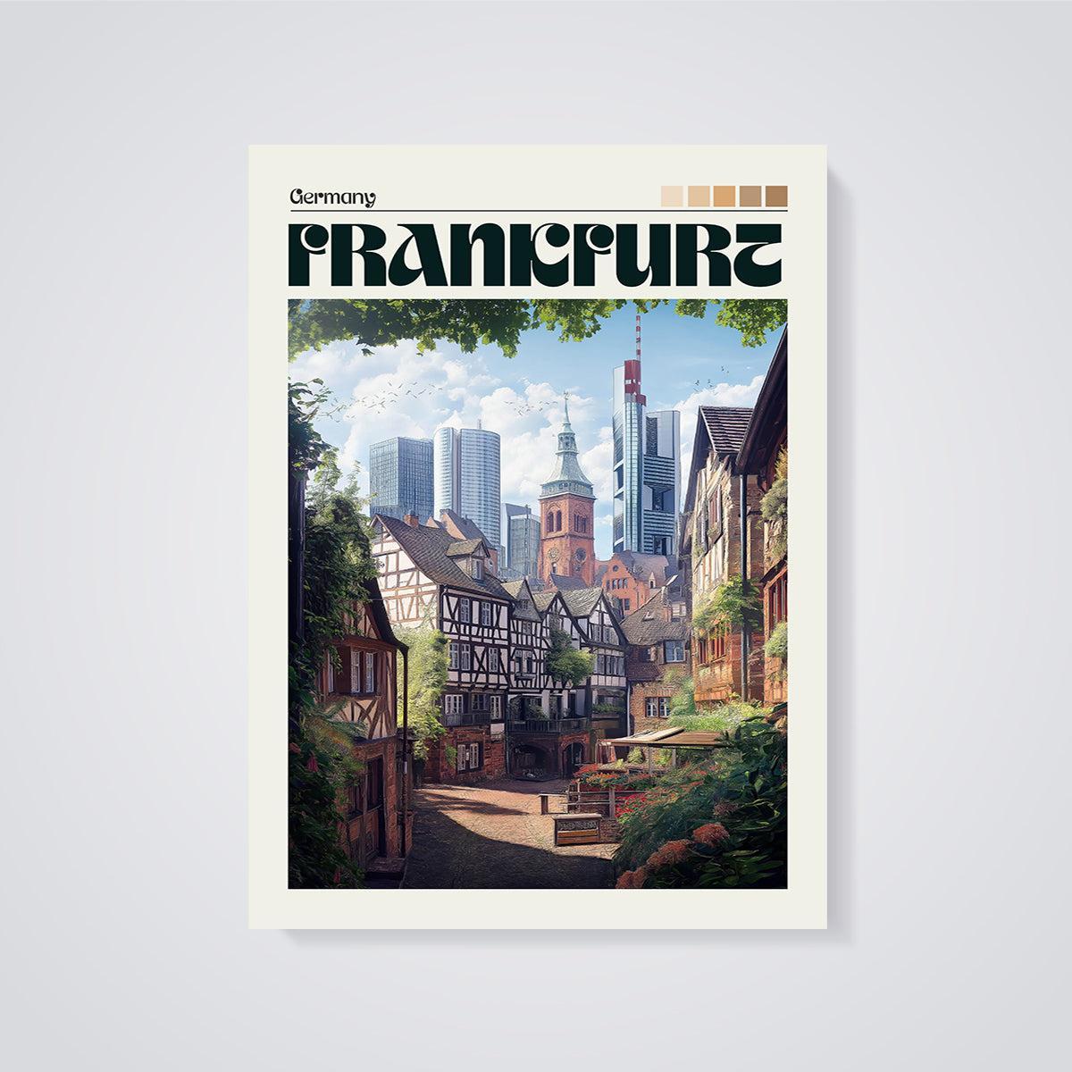 Frankfurt Germany Cityscape Print unframed on a grey background