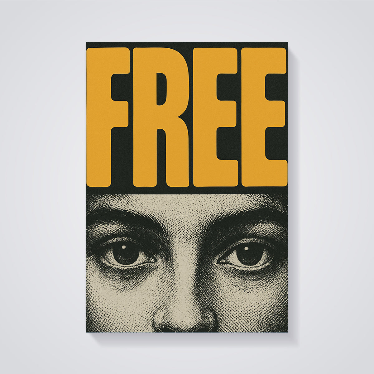 Free Eyes Print unframed on a grey background