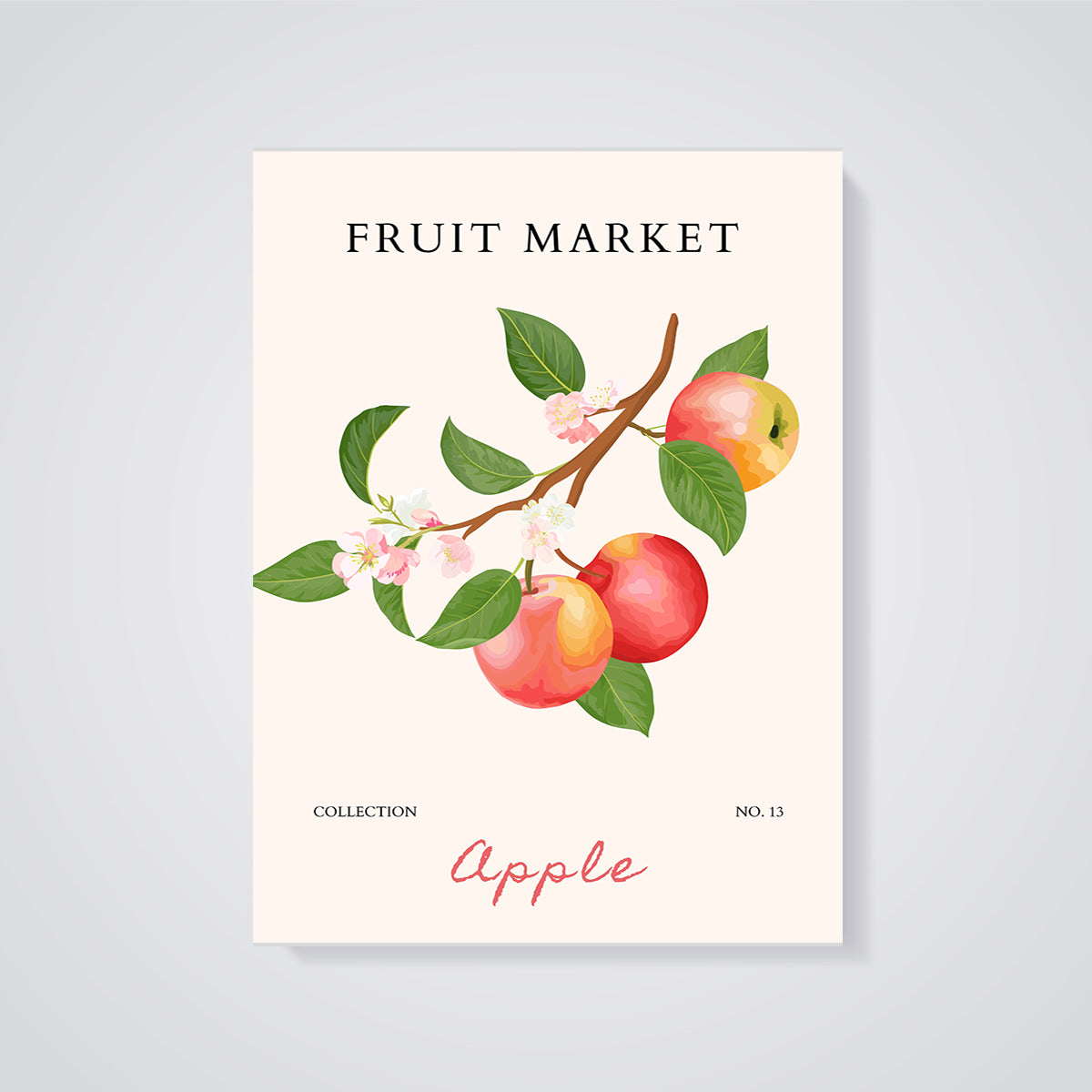 Fruit Market Apple Blossom Print unframed on a grey background