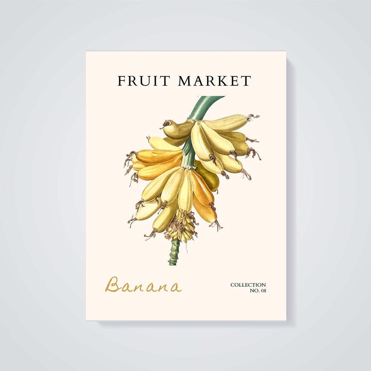 Fruit Market Banana Print unframed on a grey background