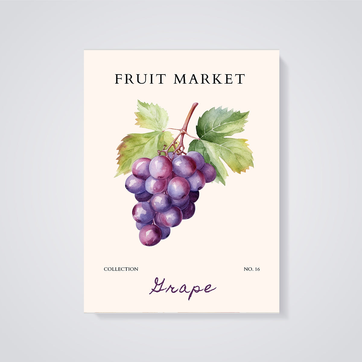Fruit Market Grape Print unframed on a grey background