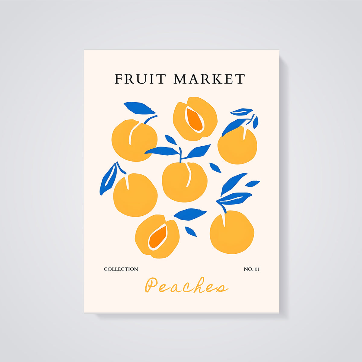 Fruit Market Peaches Print unframed on a grey background