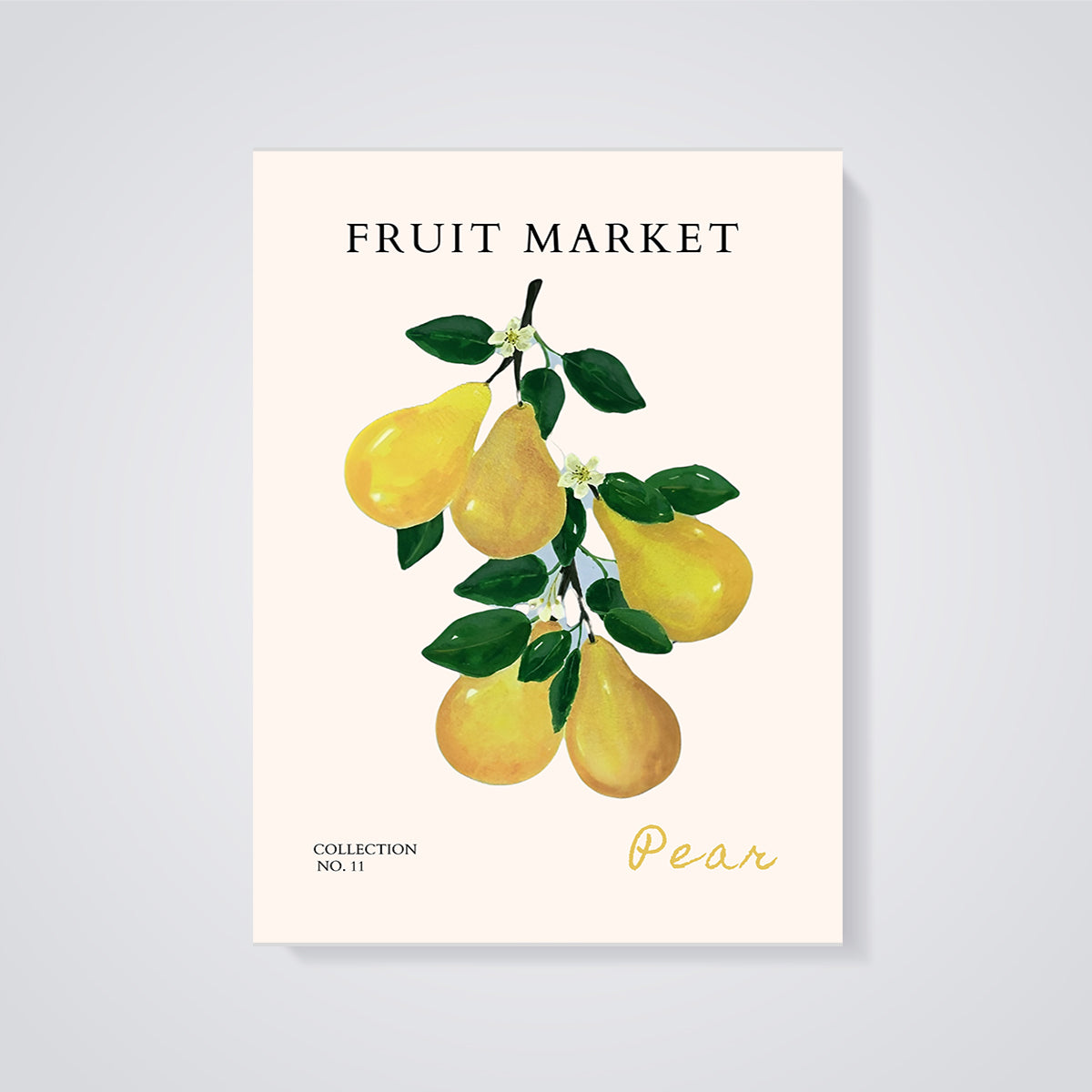 Fruit Market Pear Print unframed on a grey background