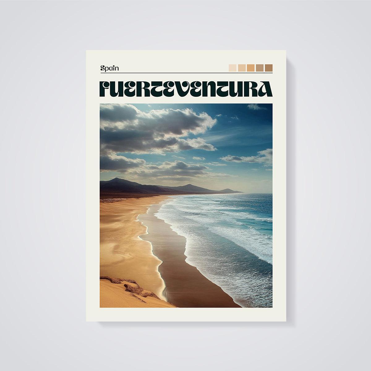 Fuerteventura Beach Print unframed on a grey background
