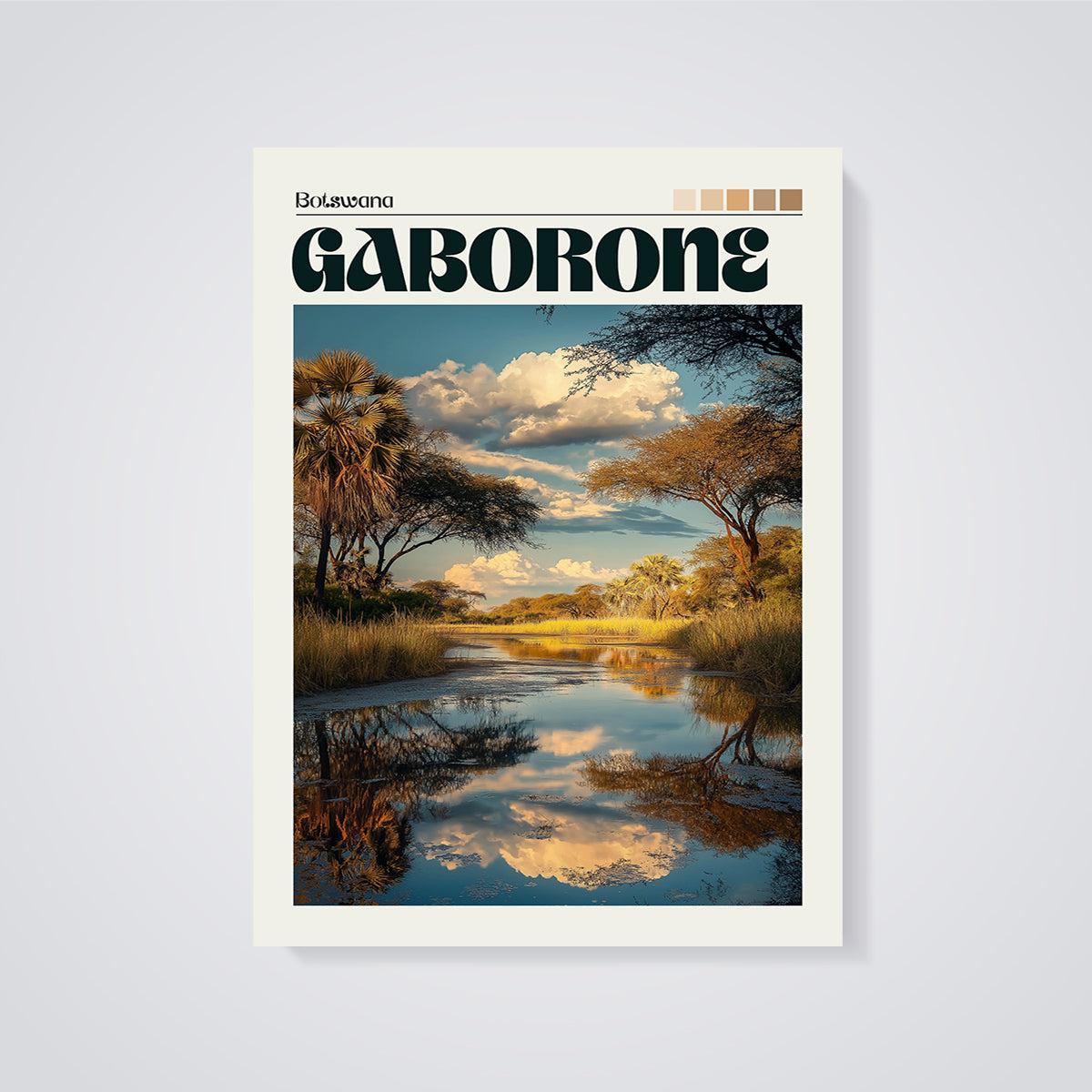 Gaborone Botswana Landscape Print unframed on a grey background