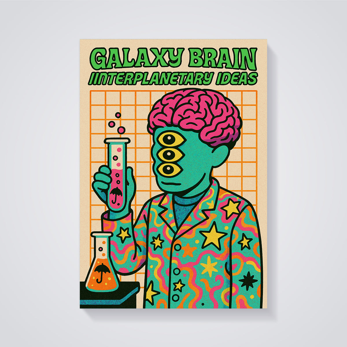Galaxy Brain Interplanetary Ideas Print unframed on a grey background