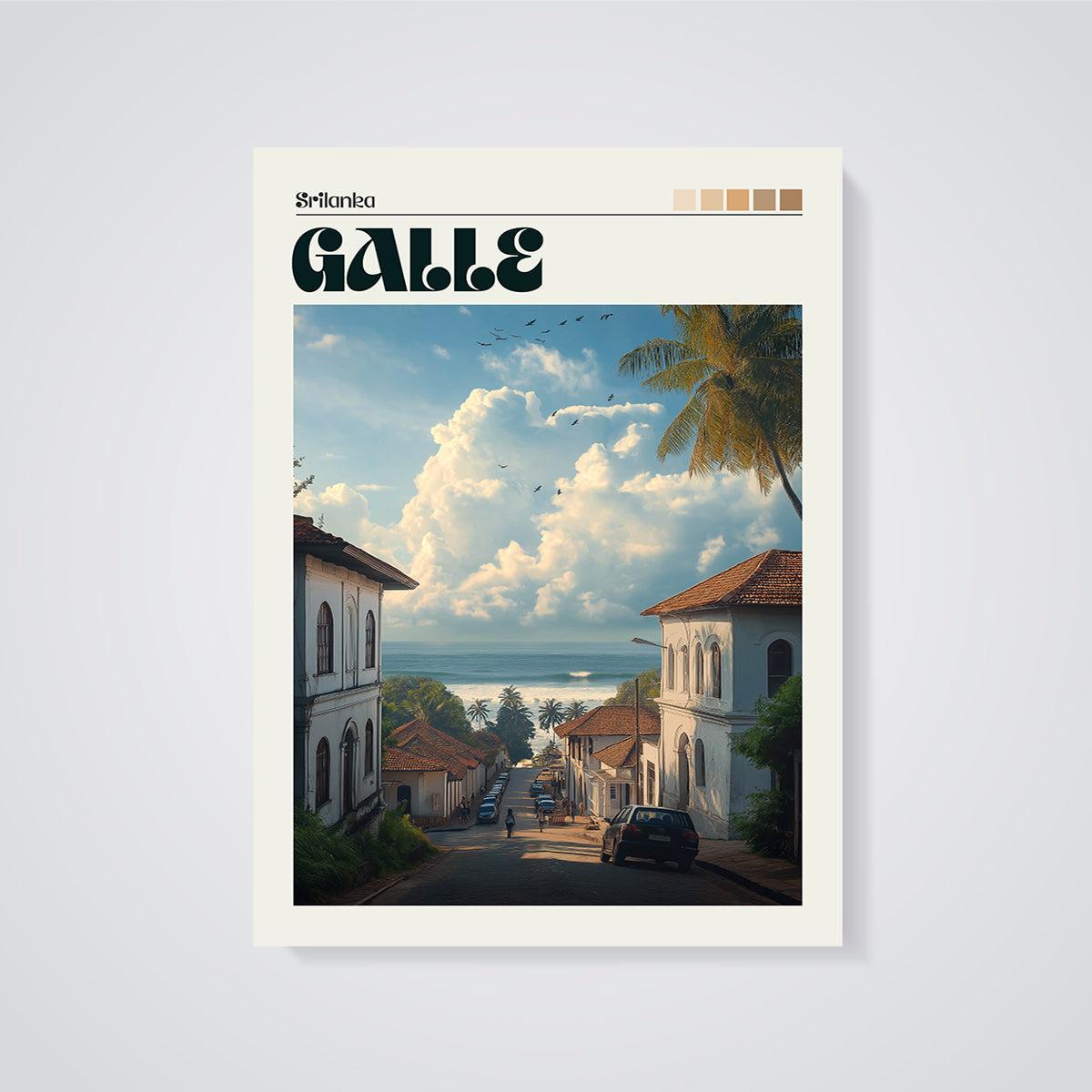Galle Sri Lanka Ocean Street Print unframed on a grey background