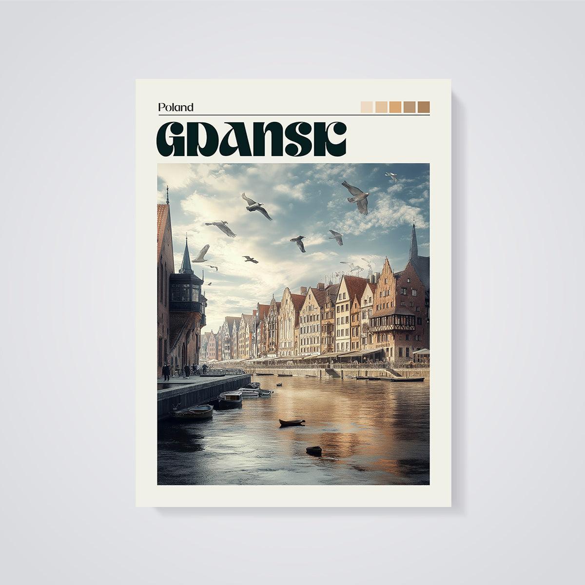 Gdansk Poland Cityscape Print unframed on a grey background