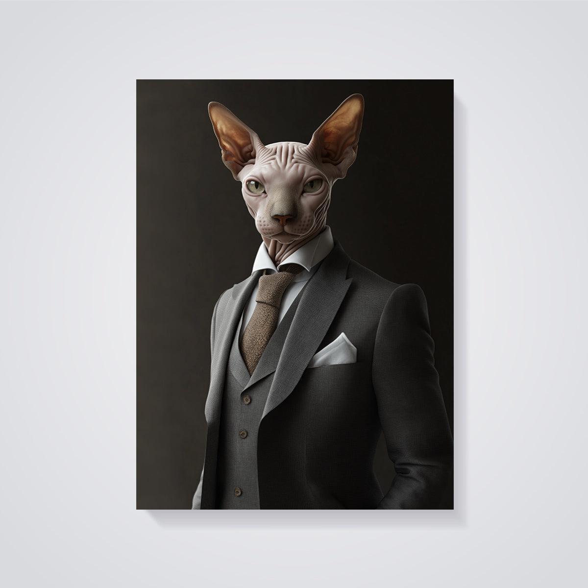 Gentleman Sphynx Print Aesthetic unframed on a grey background