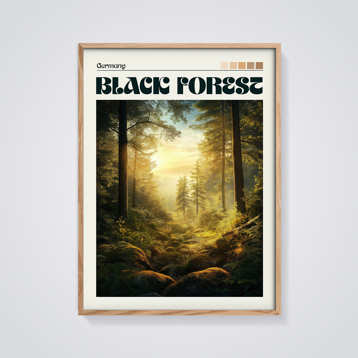 Germany Black Forest Print framed in oak on a grey background