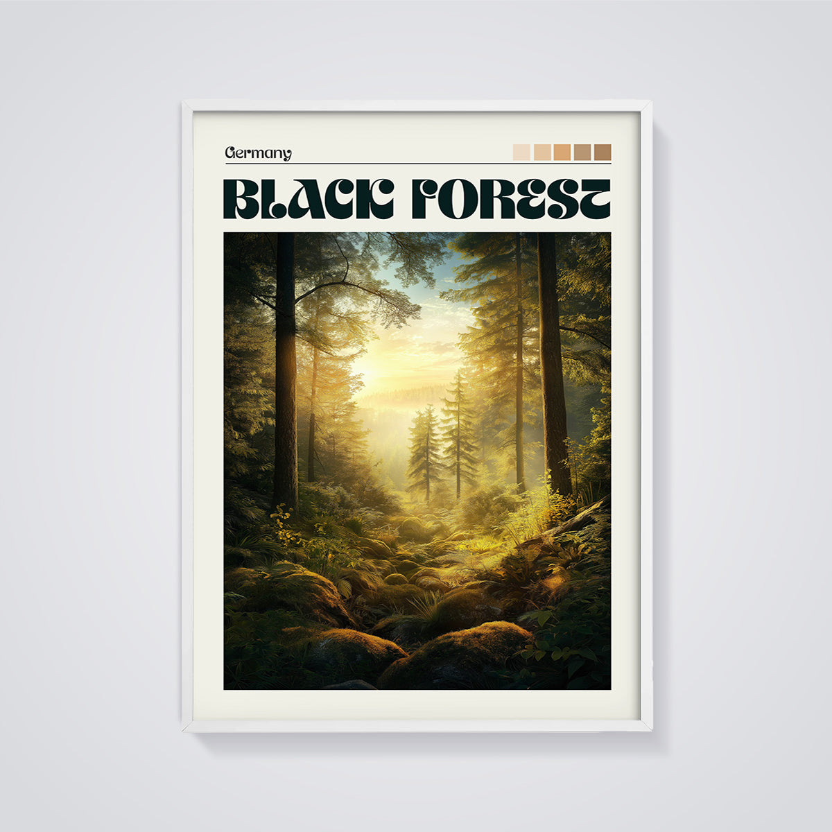Germany Black Forest Print framed in white on a grey background