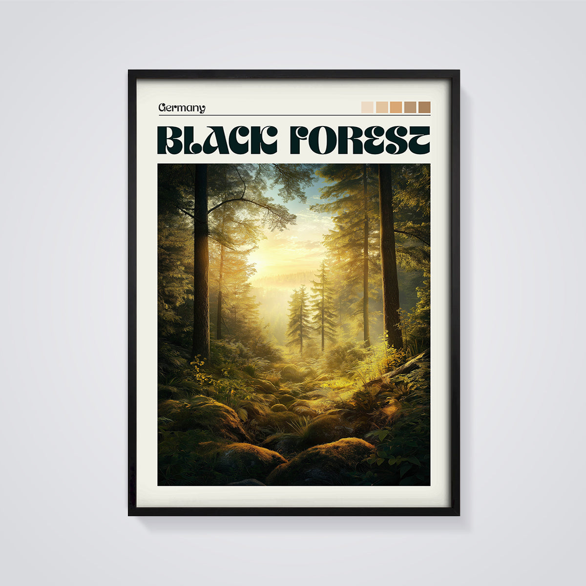 Germany Black Forest Print framed in black on a grey background