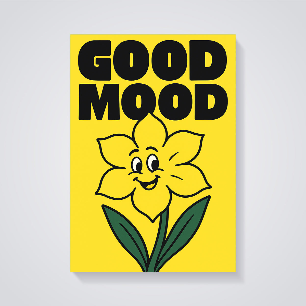Good Mood Happy Flower Print unframed on a grey background