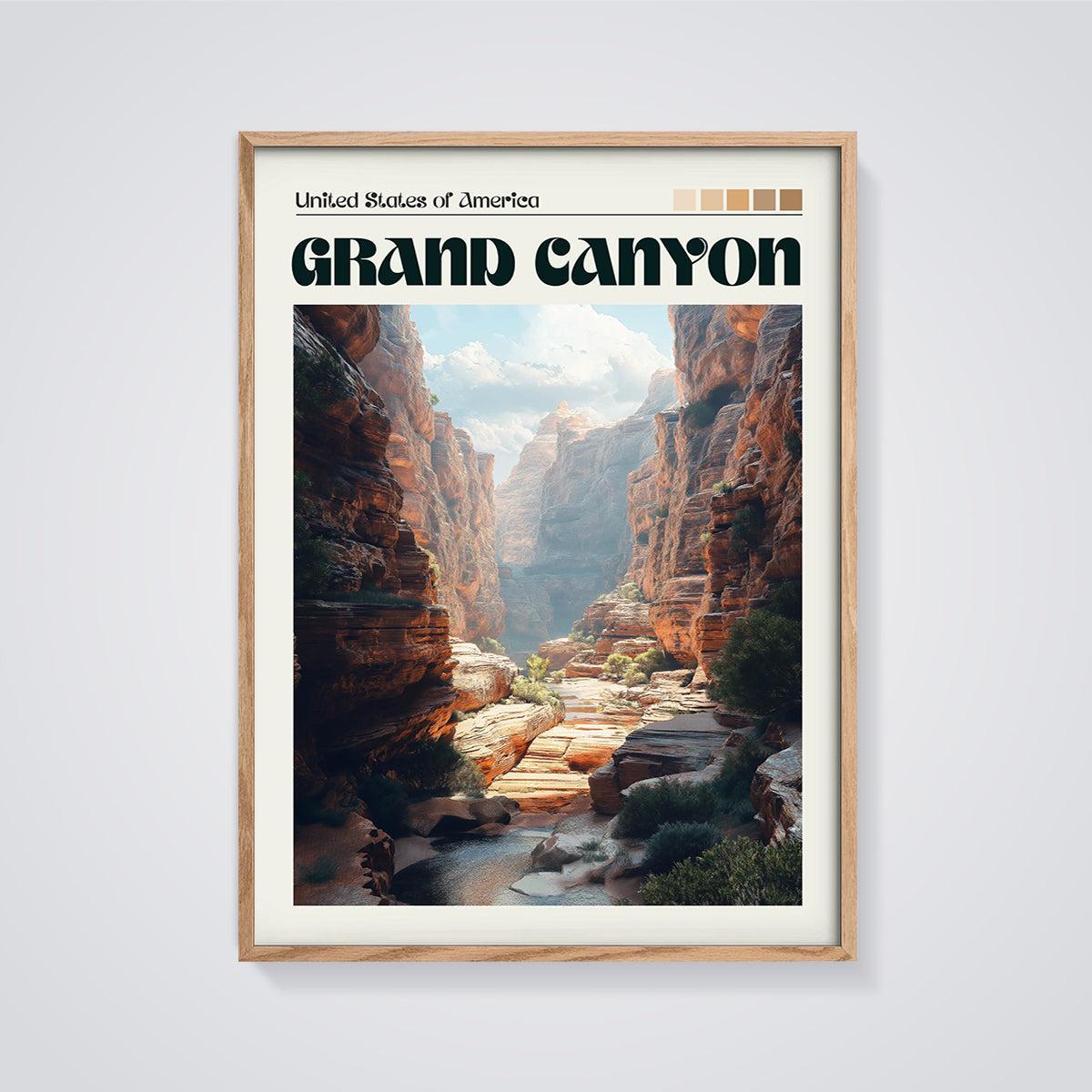 Grand Canyon National Park Print framed in oak on a grey background