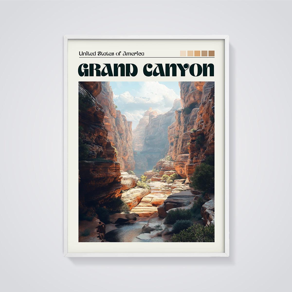 Grand Canyon National Park Print framed in white on a grey background