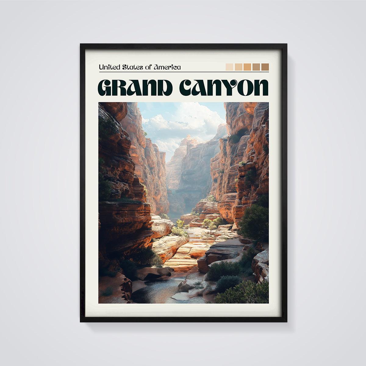 Grand Canyon National Park Print framed in black on a grey background