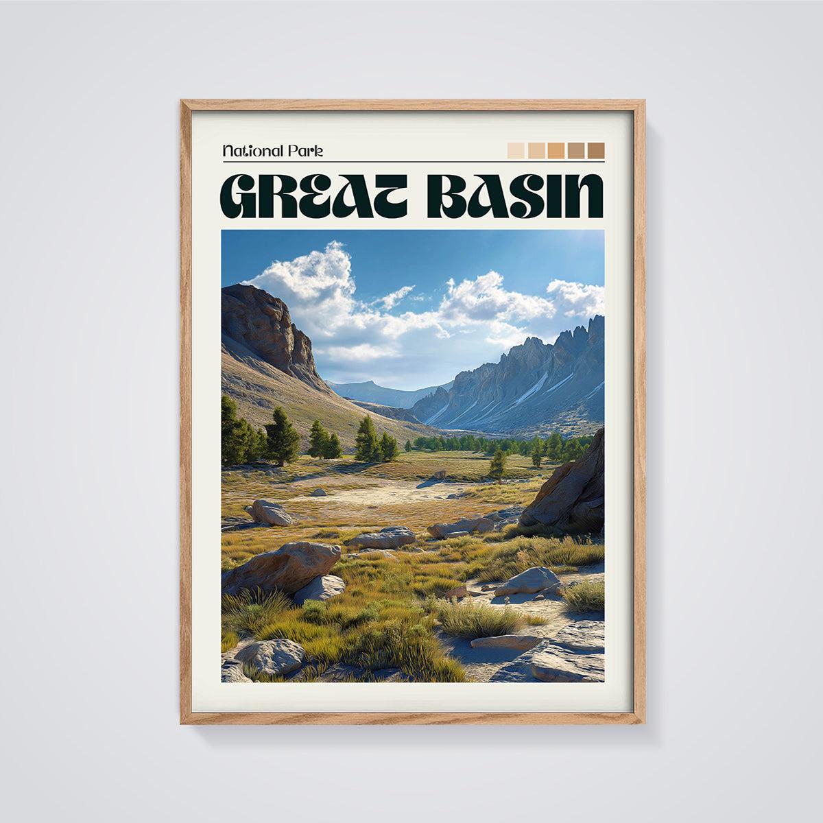 Great Basin National Park Print framed in oak on a grey background