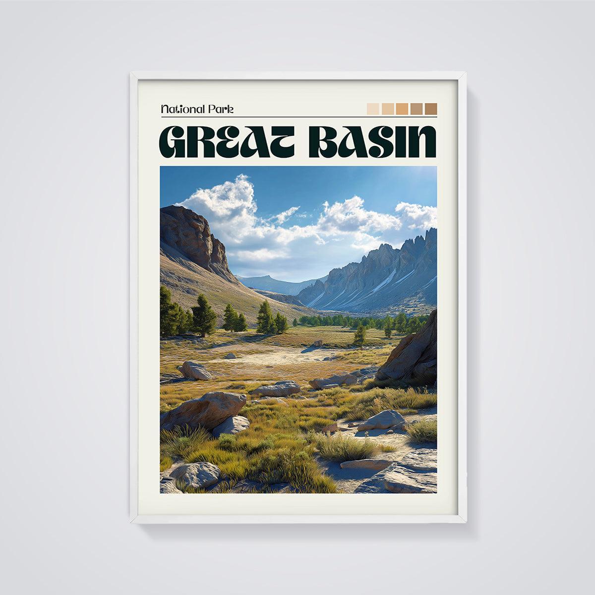 Great Basin National Park Print framed in white on a grey background
