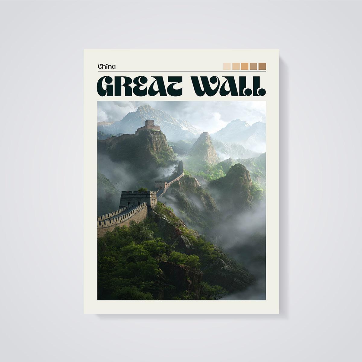 Great Wall of China Print unframed on a grey background
