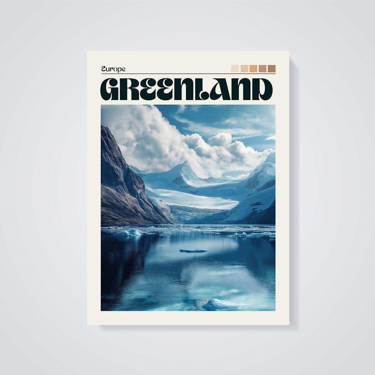 Greenland Travel Print unframed on a grey background