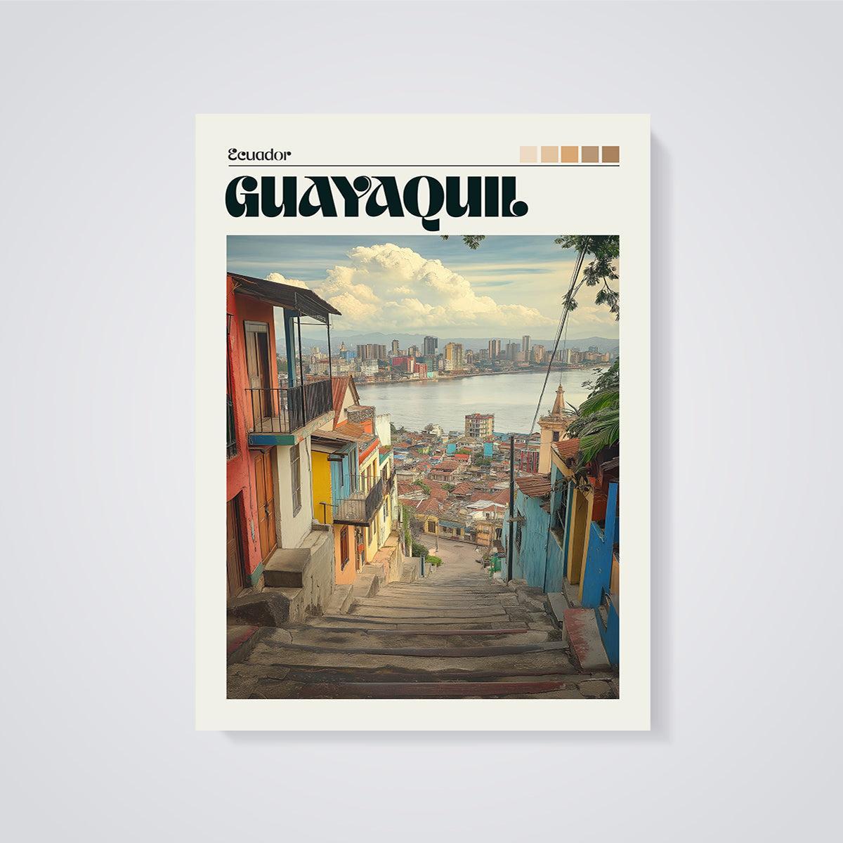 Guayaquil Ecuador City Print unframed on a grey background