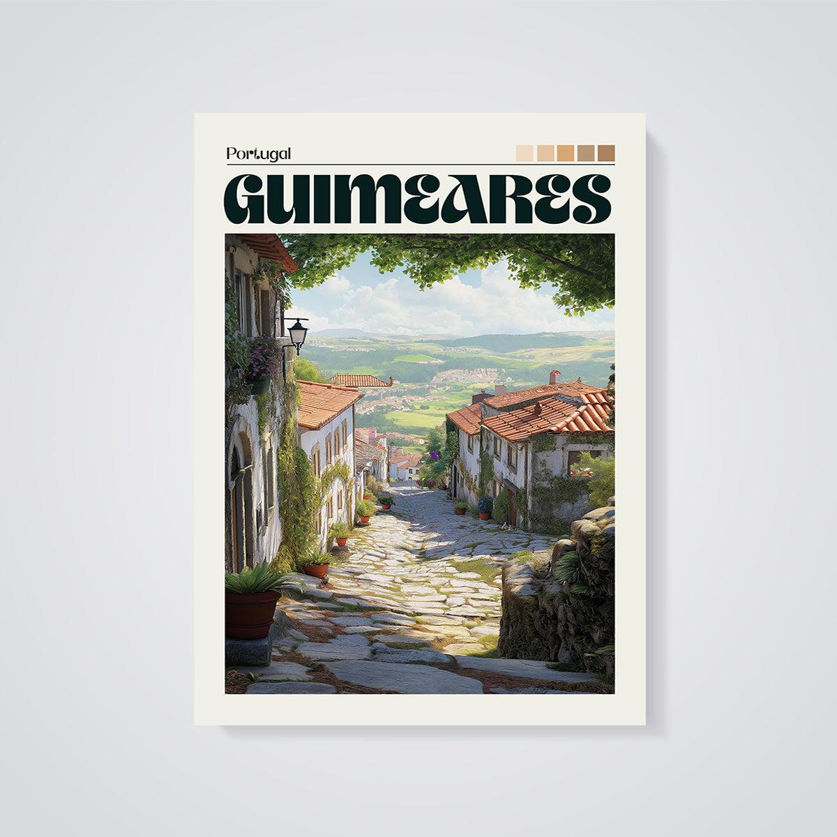 Guimarães Portugal Street Print unframed on a grey background