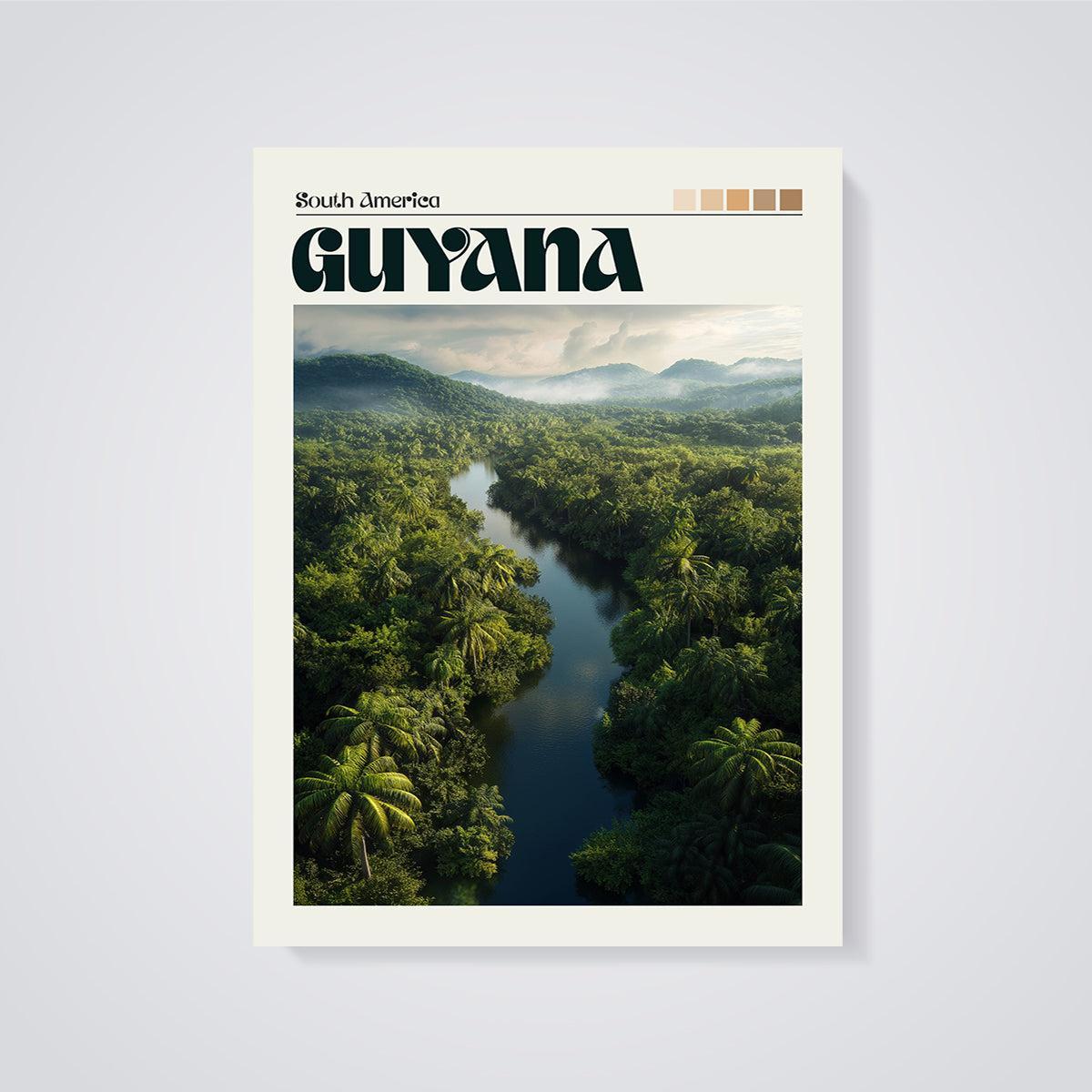 Guyana Rainforest River Print unframed on a grey background