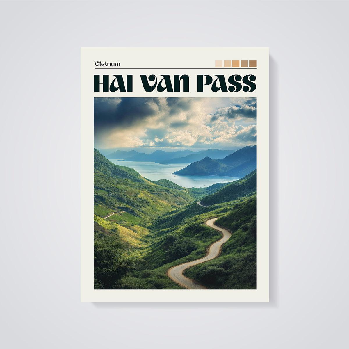 Hai Van Pass Vietnam Print unframed on a grey background