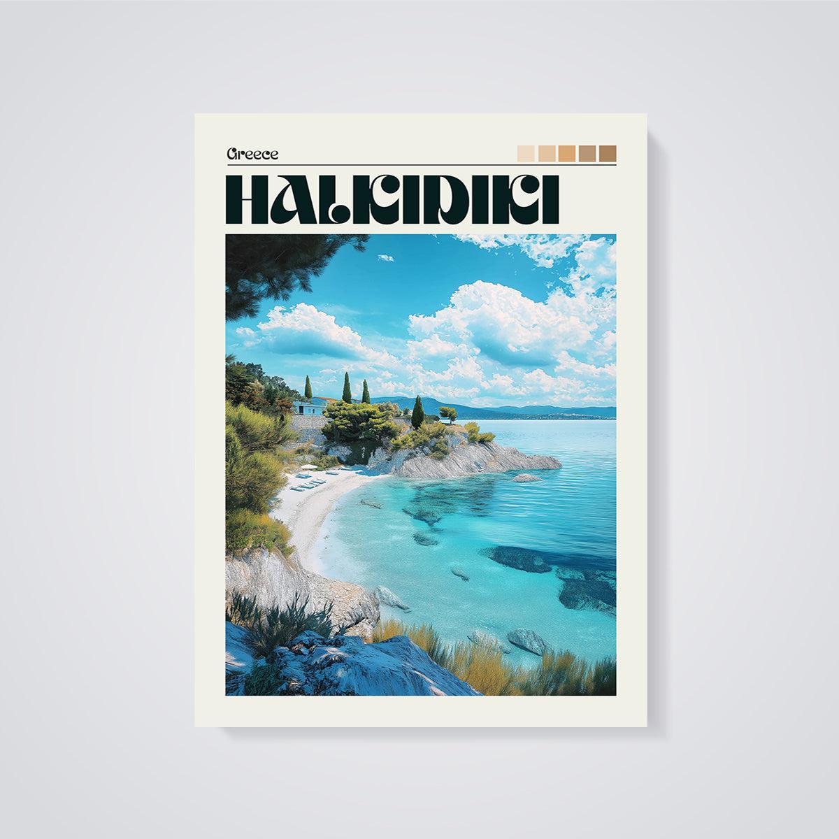 Halkidiki Coastal Paradise Print unframed on a grey background
