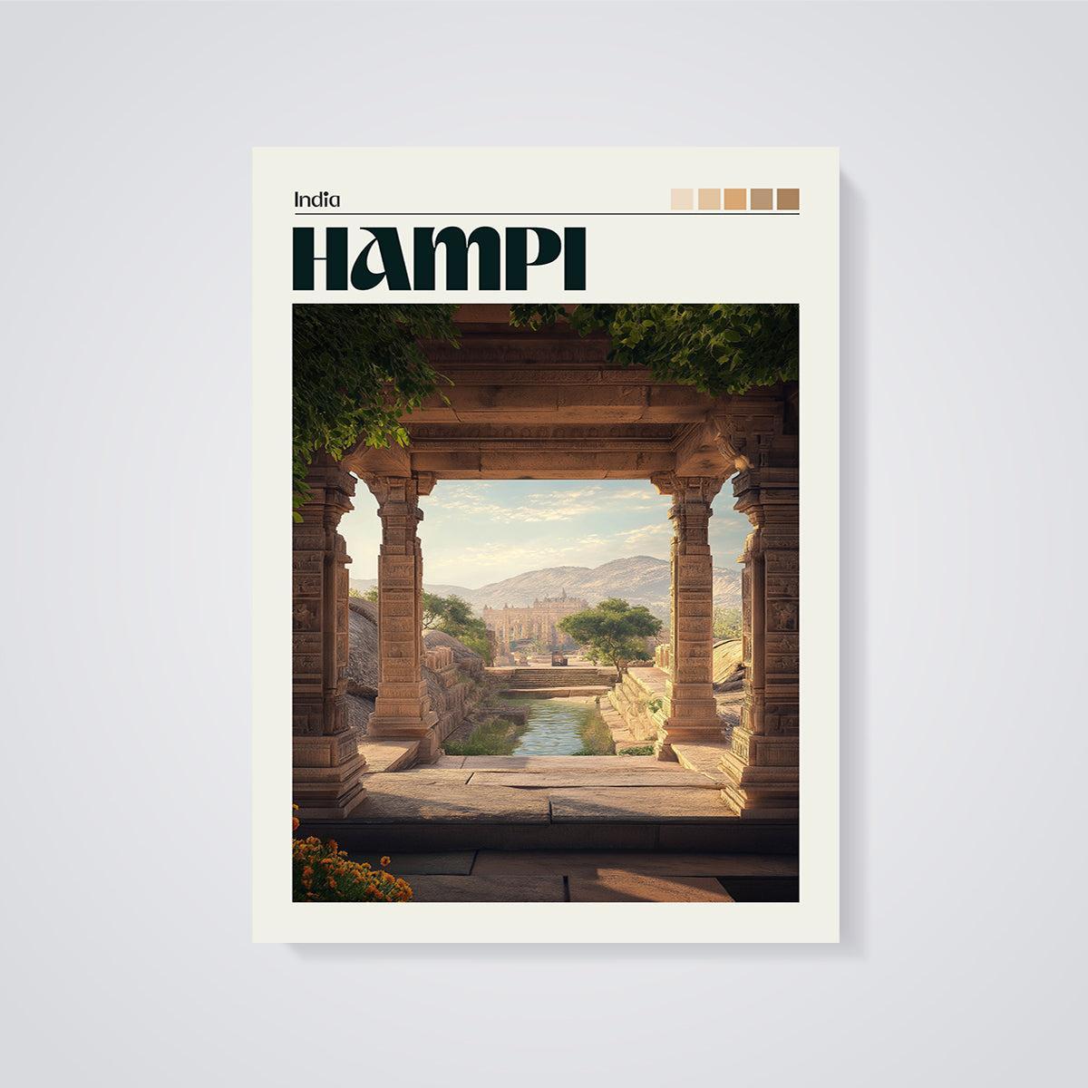 Hampi Stone Archway Print unframed on a grey background