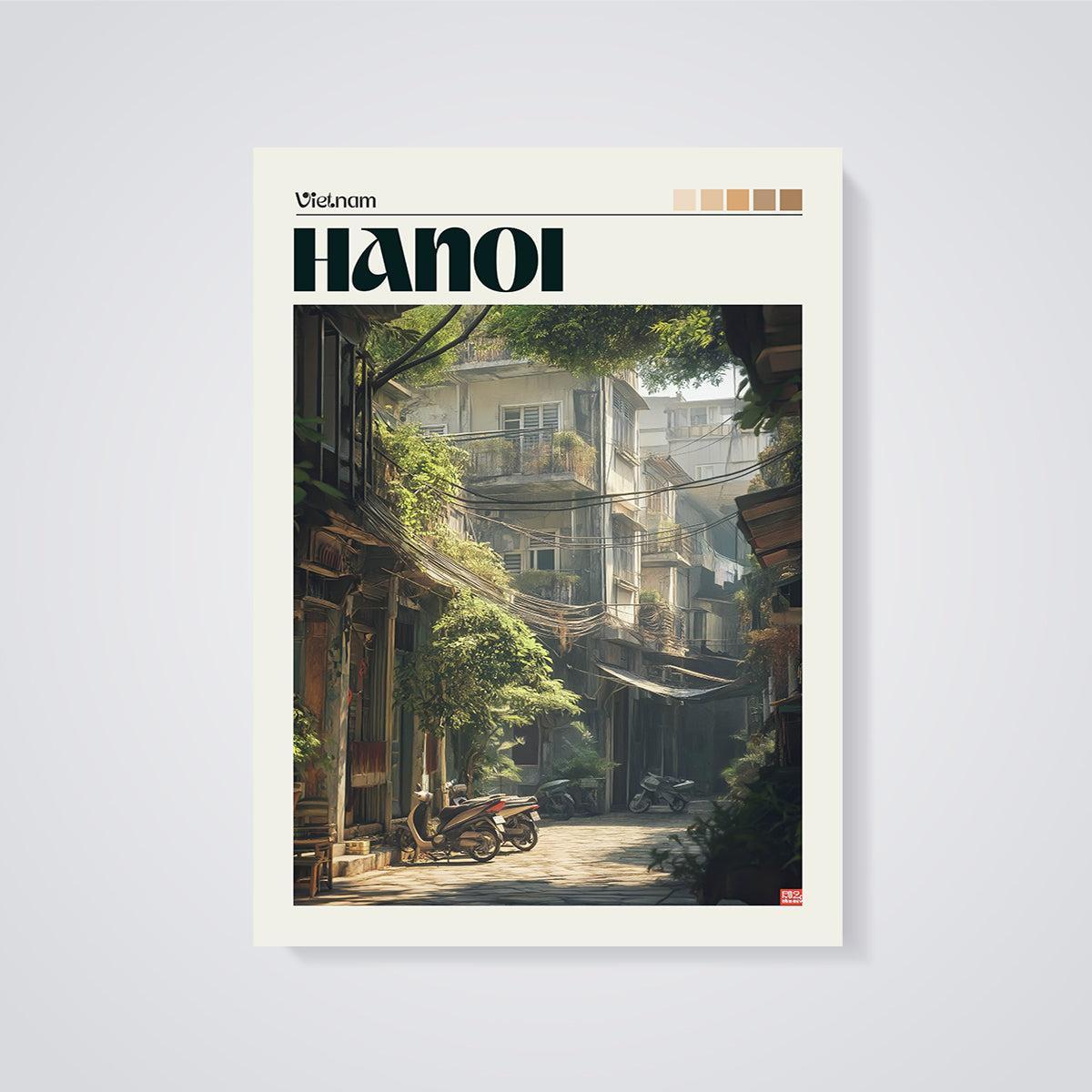 Hanoi Vietnam Street Print unframed on a grey background