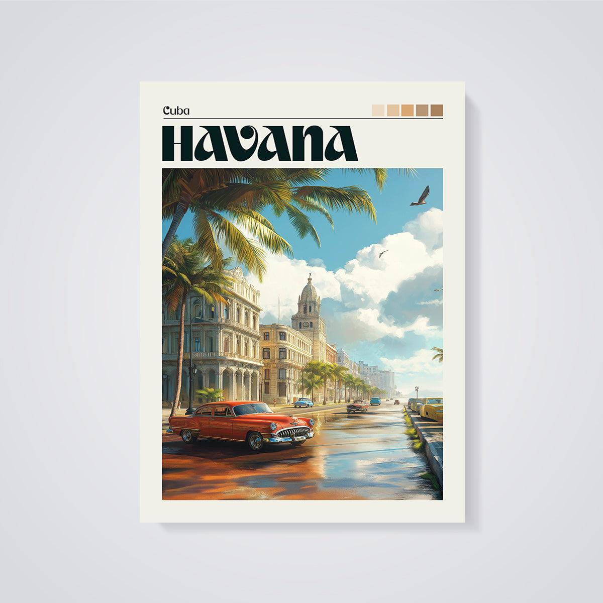 Havana Classic Cars Street Print unframed on a grey background